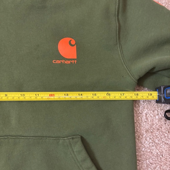 EUC Boys Carhartt Graphic Pullover Hoodie Chive Fleece Long Sleeve 14-16 Outdoor - Picture 9 of 10
